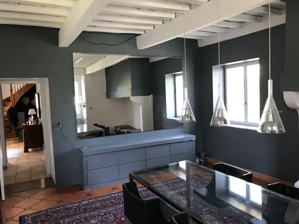 grand miroir encadrement chrome brillant